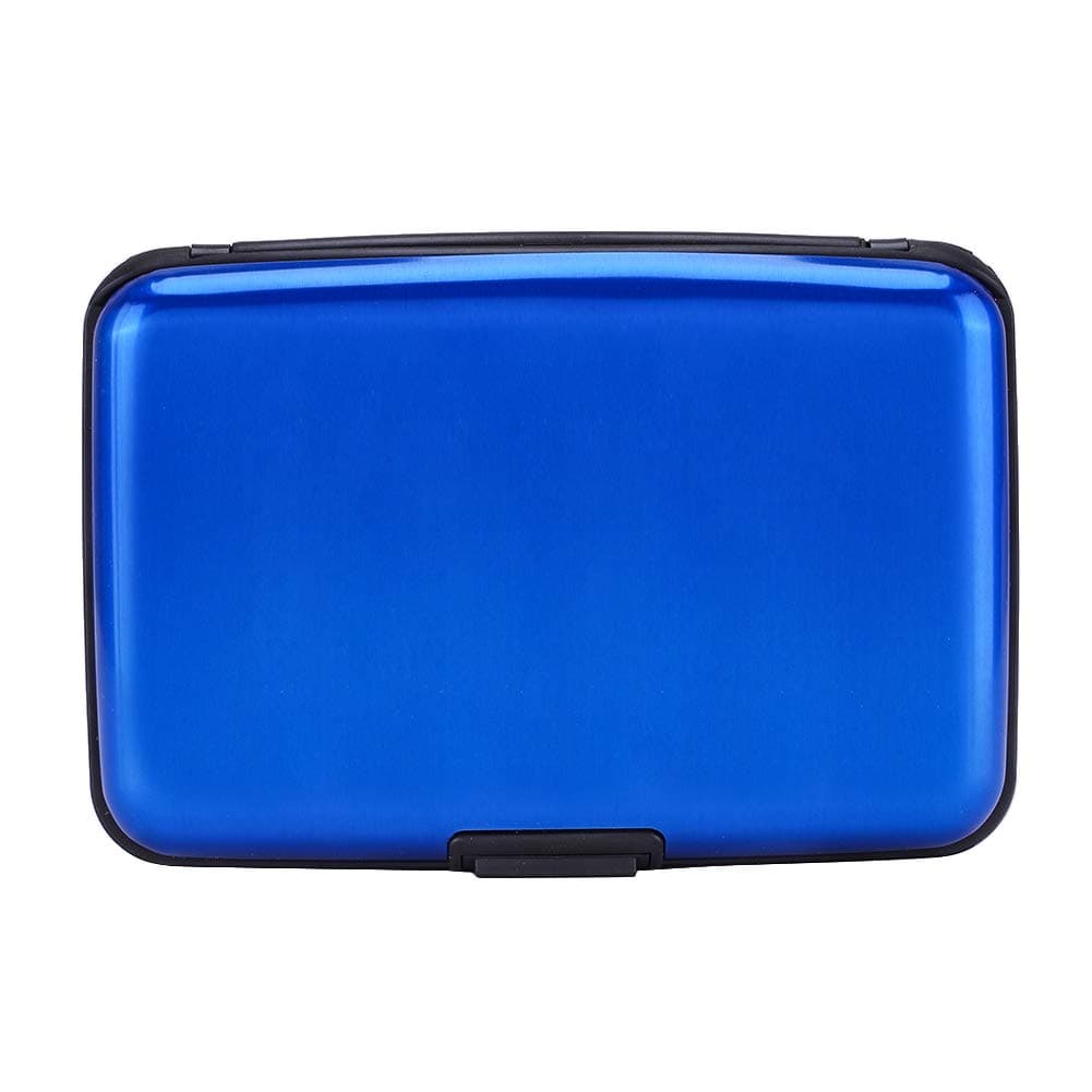 ELFISHRFID Blocking Credit Card Protector Aluminum ID Case Hard Shell Business Card Holders Metal Wallet for Men or Women (blue)