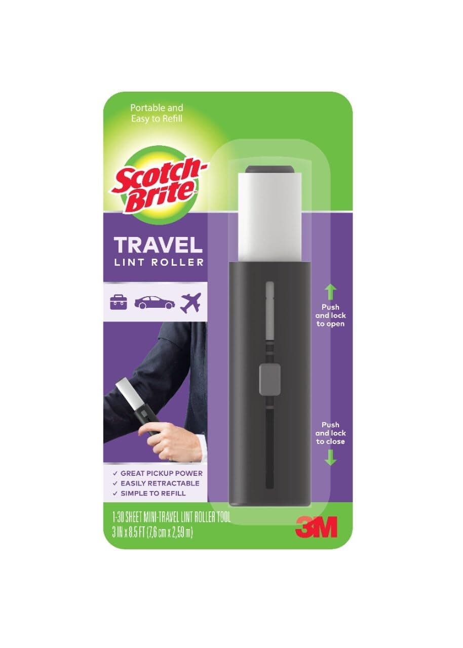 Mini Travel Lint Roller with Cover, 30 Sheets, Retractable, Refillable Lint Brush