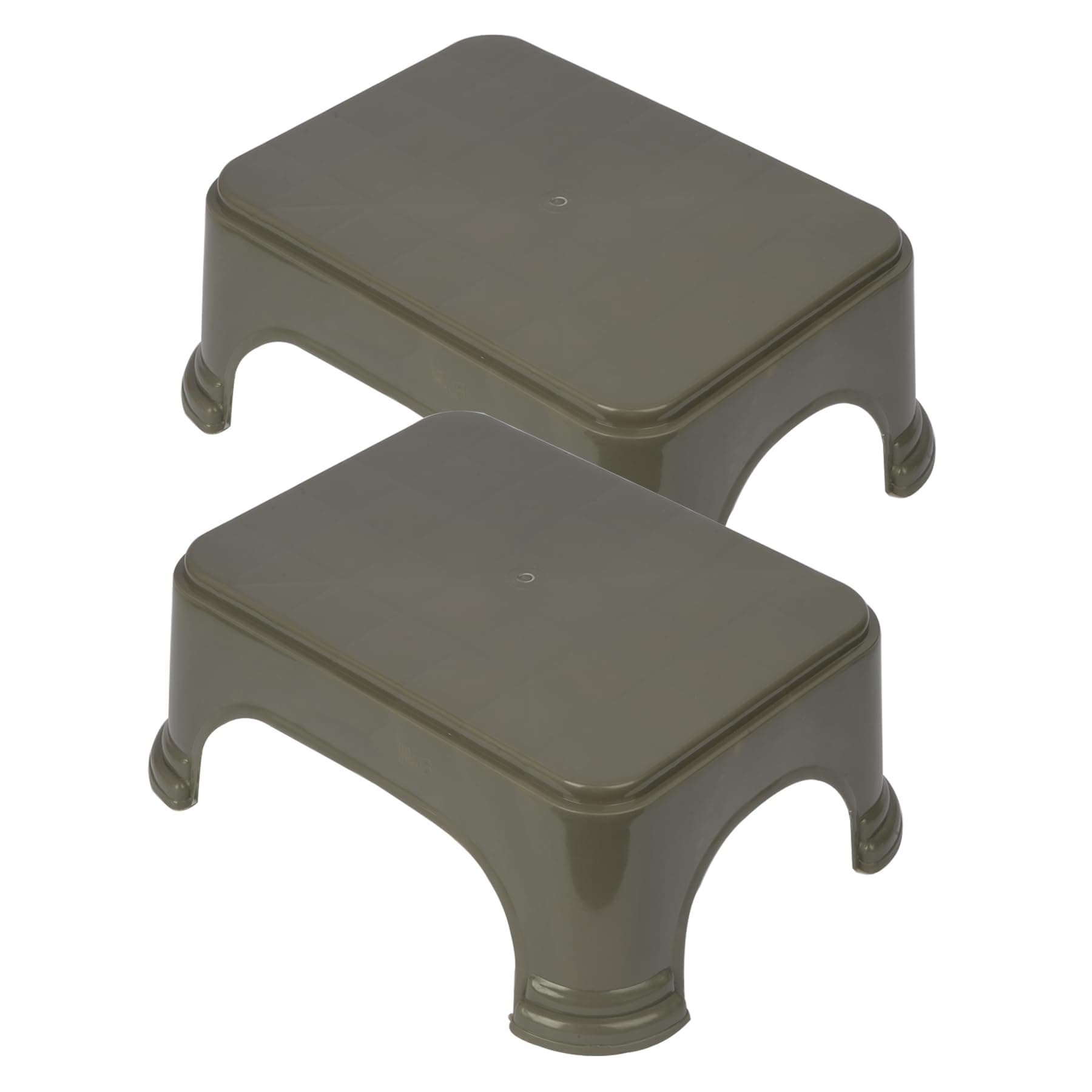 Kuber Industries Bathroom Stool | Bathroom Plain Square Stool | Plastic Stool For Bathroom | Stool for Kitchen | Bathroom Patla | Support Stool for Bathroom | P6 | Pack of 2 | Gray