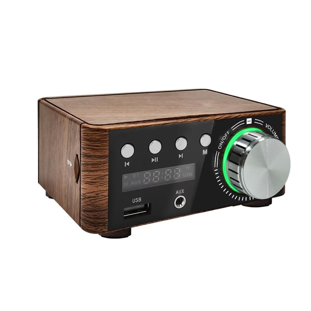 Mini Amplifier HiFi, Bluetooth 5.0 Digital Stereo Audio Amp 2.0 Channel 50W×2 with USB and Multi Inputs, Power Sound Receiver for Home Car Speaker and Theater System（No Power Cord）