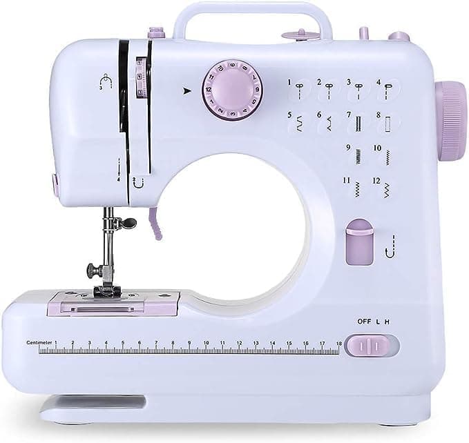 MOMENT Mini Sewing Machine Portable Sewing Machine, 12 Built-in Stitches Small Sewing Machine Double Threads and Two Speed Multi-function Mending Machine with Foot Pedal for Kids, Women