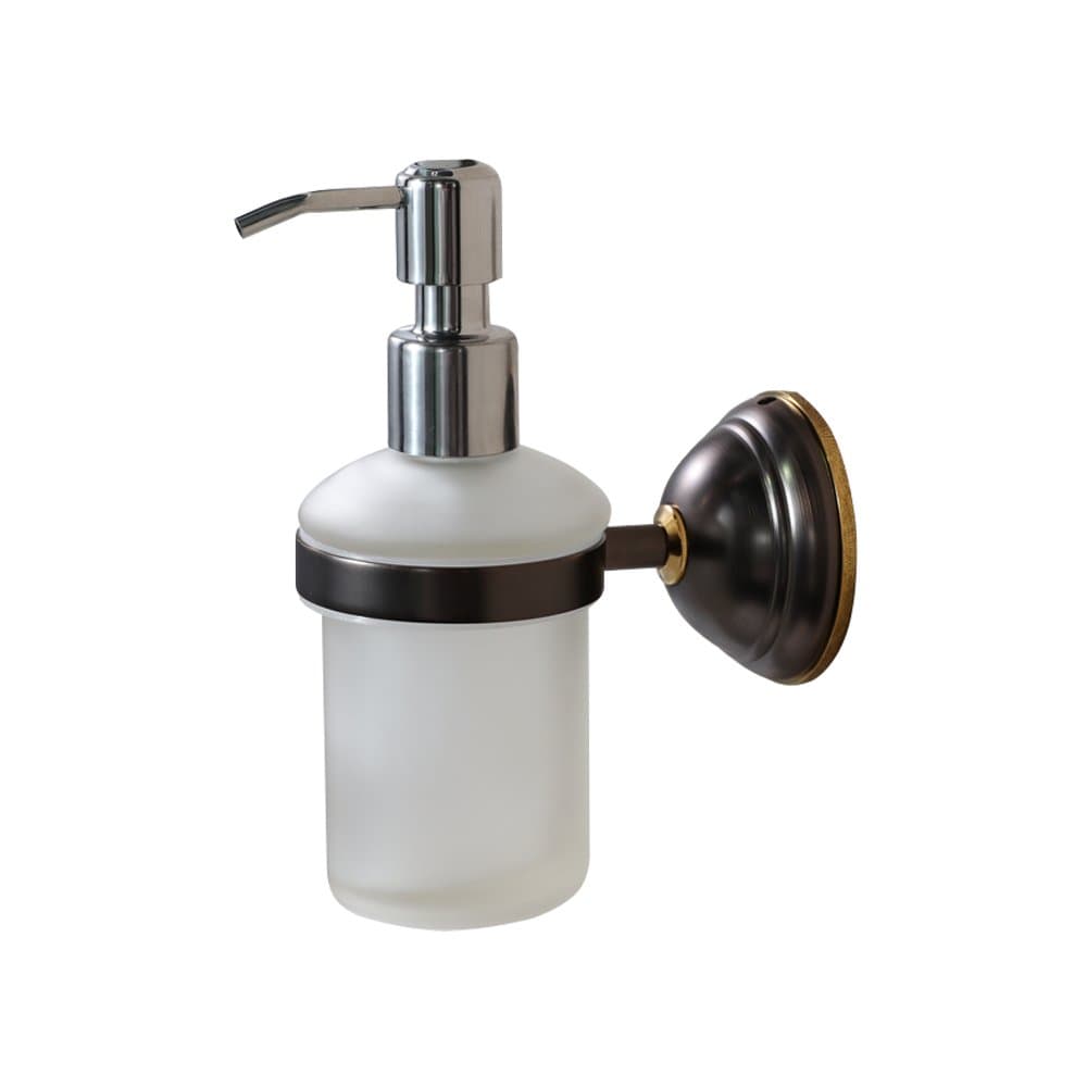 Wall Soap Dispenser Bathroom Solid Brass Soap & Lotion Hand Soap Holder Oil Rubbed Bronze, Frosted Glass Soap Dispenser for Bathroom Kitchen