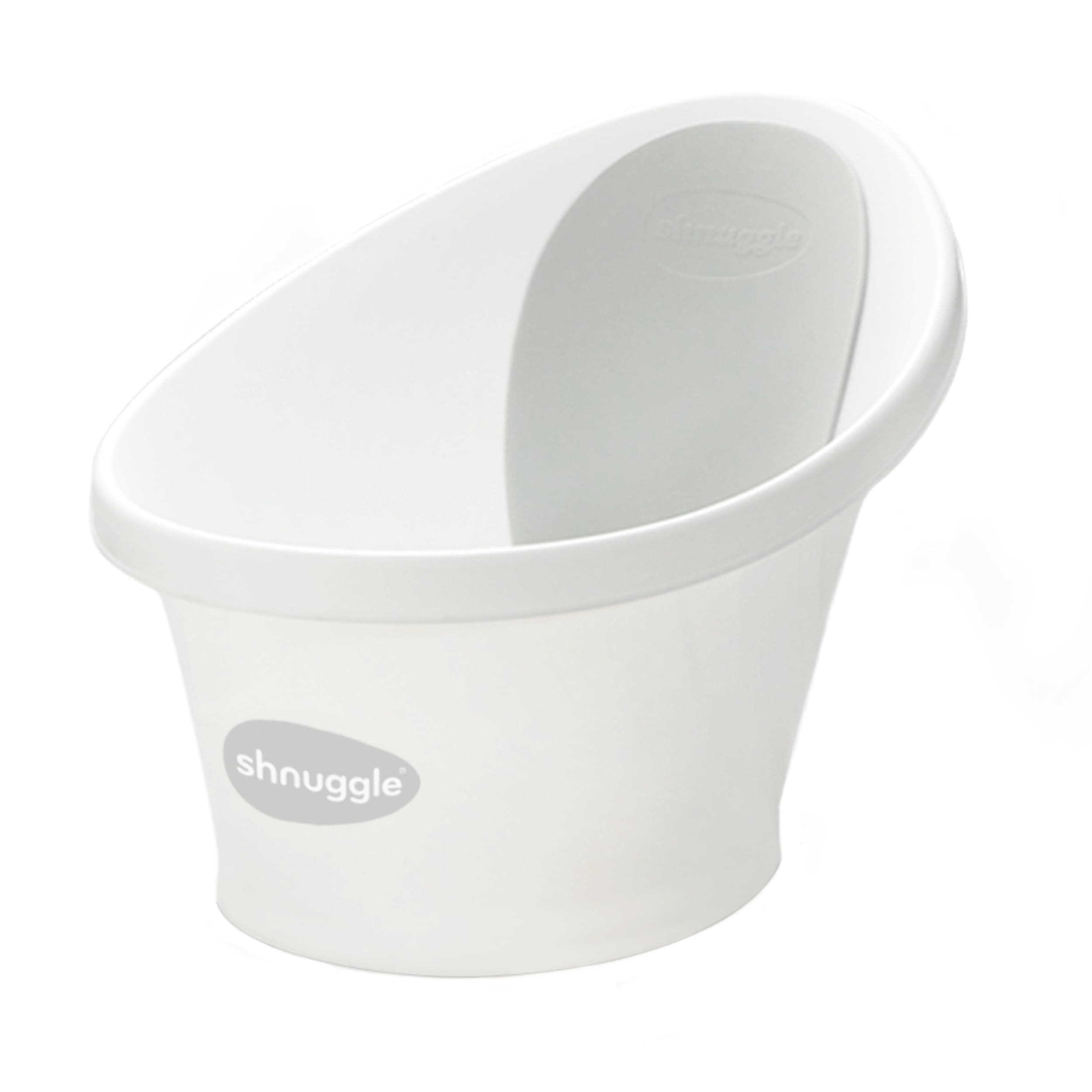 Shnuggle Newborn Baby Bath | Built in Support Bump and Soft Backrest | Suitable from Newborn | Bath Seat Support Includes Plug (White)