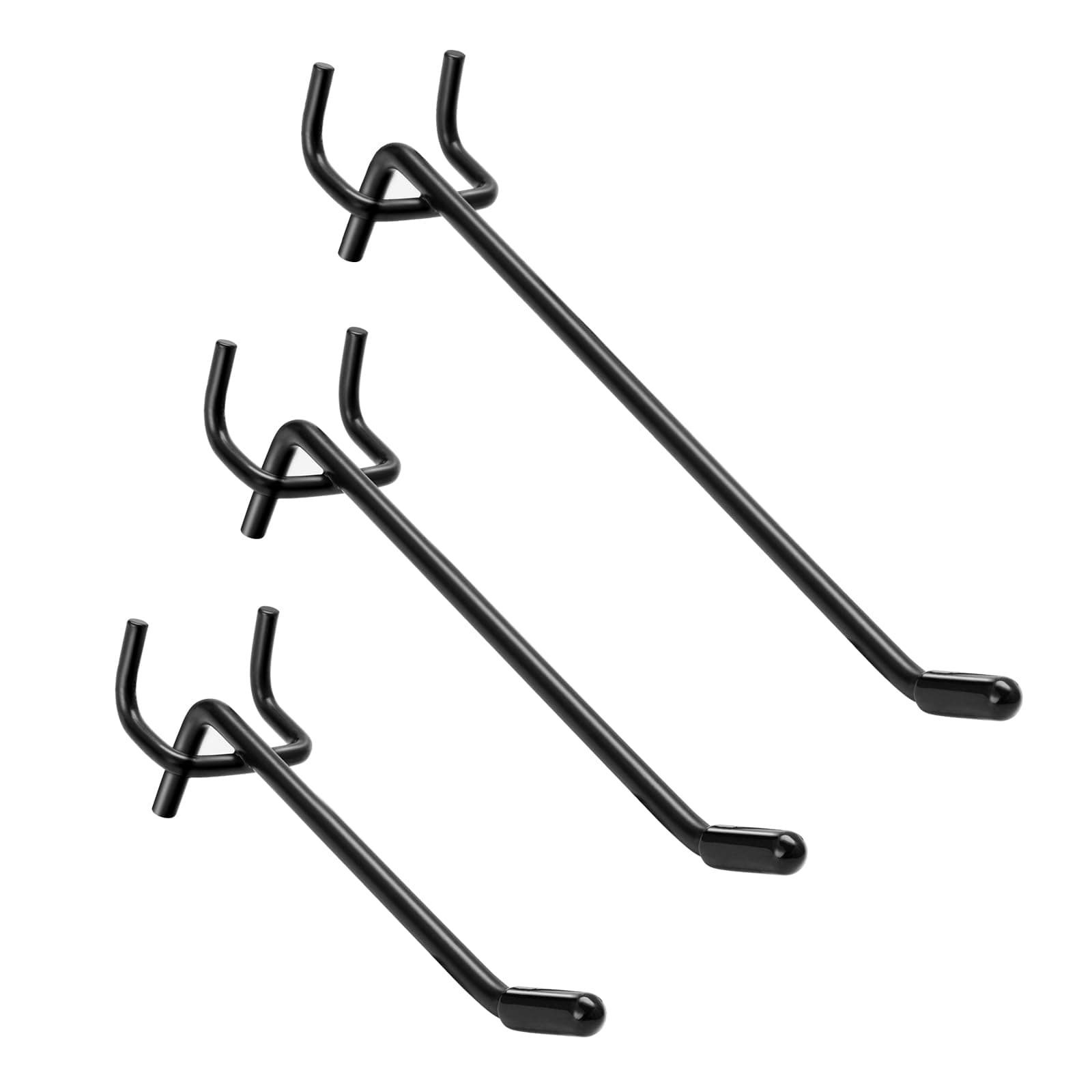 Black Pegboard Hooks, 30 Pcs, 2/4/6 inch, Peg Board Organizer Accessories with Rubber Tipped, Peg Board Hooks for Hanging Tools, Pegboard Wall Organizer for Garage, Office, Kitchen and Store.