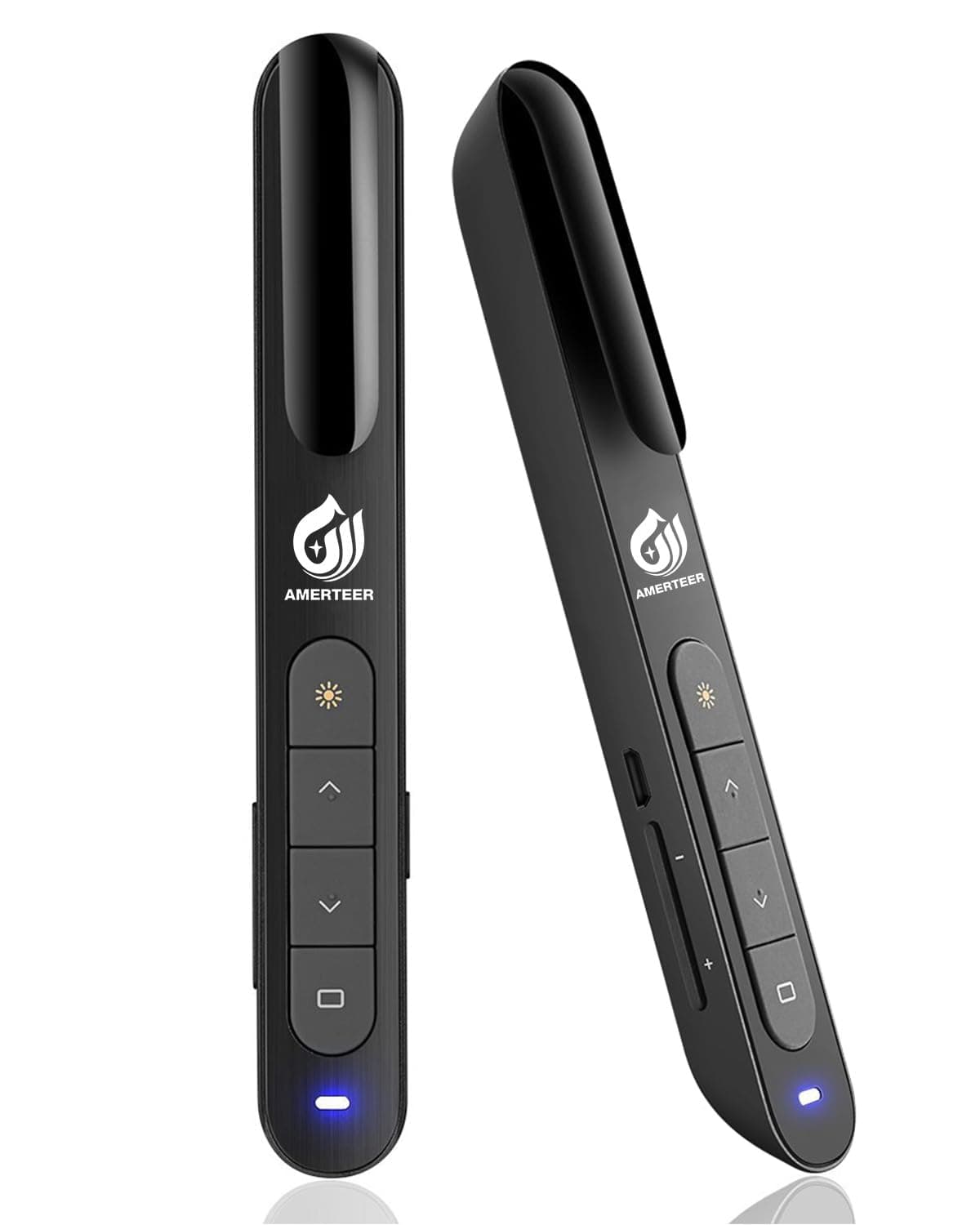 AMERTEER Wireless Presentation clicker for Powerpoint Presentations, Green Light Rechargeable Powerpoint Clicker with Laser Pointer Support Hyperlink RF 2.4GHz (1 PCS)