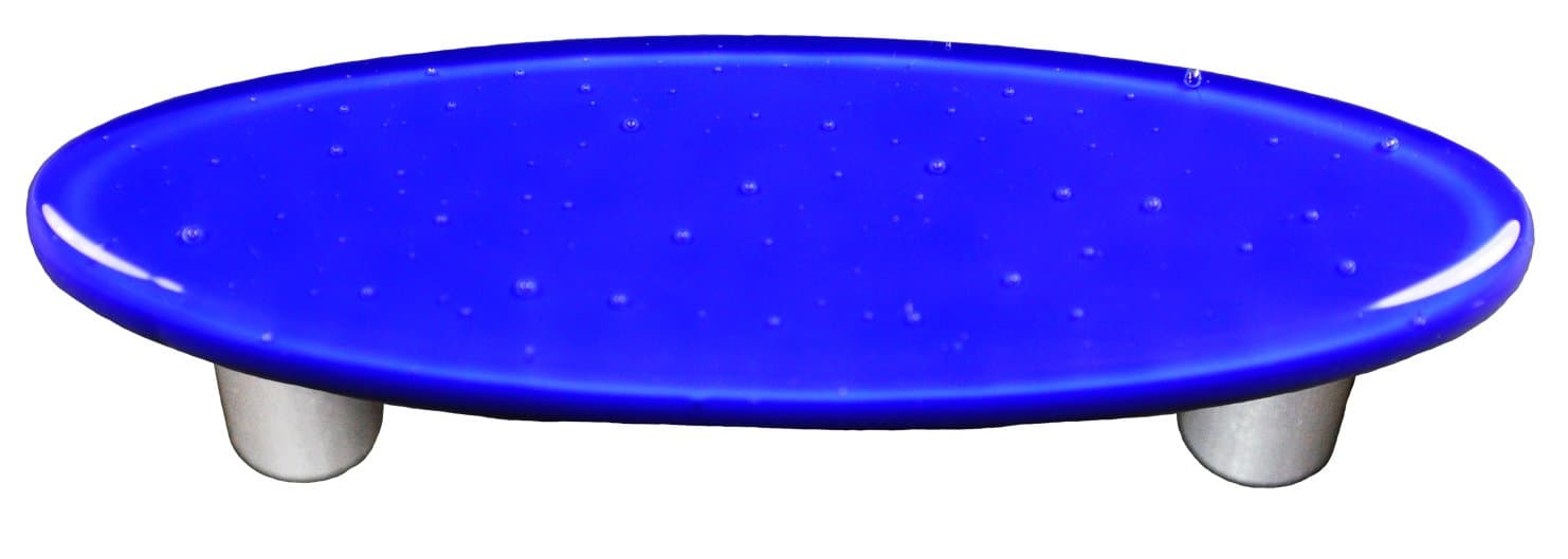 Aquila Art Glass HK1030-POB Solid Color Collection Oval Pull, Deep Cobalt Blue