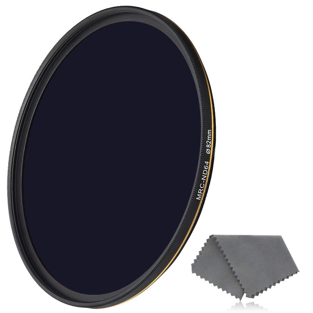 LENSKINS 82mm ND64 Filter, 6 Stop Neutral Density Filter for Camera Lenses, 16-Layer Multi-Resistant Coated, German Optics Glass, Weather-Seal ND Filter with Lens Cloth