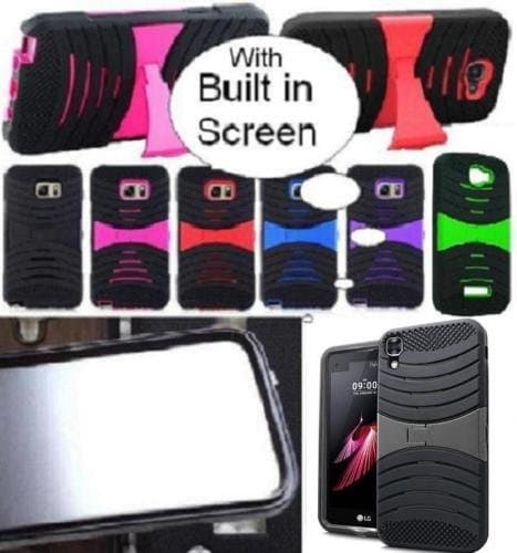 NP ARMOR Case with BUILT-IN SCREEN PROTECTOR Faceplate Phone Cover For LG X Power / K450 K210 K6 K6P LS755 US610 (uBLACK/BLUE)