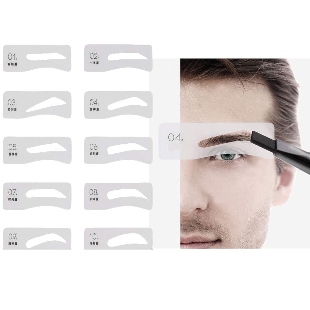 10 PCS Mens Eyebrow Stencils Different Eyebrow Shape Template Especially for Men Makeup