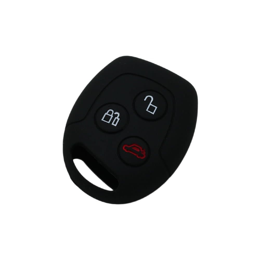 Silicone Cover Protector Case Holder Skin Jacket Compatible with FORD 3 Button Remote Key Fob CV9702 Black