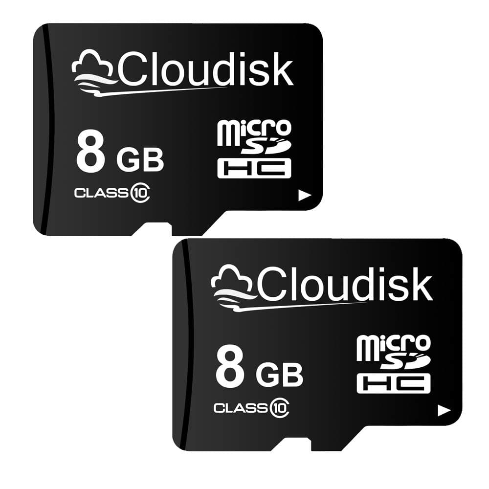 CloudiskPack of 2 Micro SD Card 8GB Flash Memory Card Micro SDHC with SD Adapter, C10, A1, U1 (8 GB)