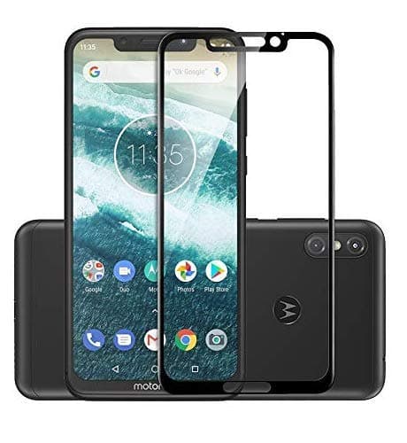 knotyy edge to edge full screen coverage curved full tempered glass screen guard for motorola moto one power (black)