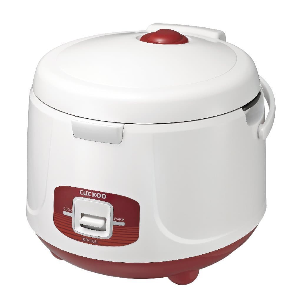Cuckoo CR-1055 10 Cup Basic Electric Rice Cooker and Warmer, Nonstick Inner Pot, White/Red