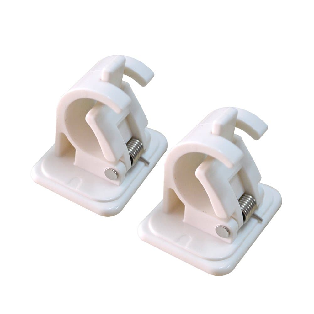 Self Adhesive Round Rod Bracket, 2 Pcs Drapery Hook Holders Fixings Rod Holder No Drill Curtain Rod Brackets, Towel Rod Hooks for Home Kitchen Bathroom and Hotel Use