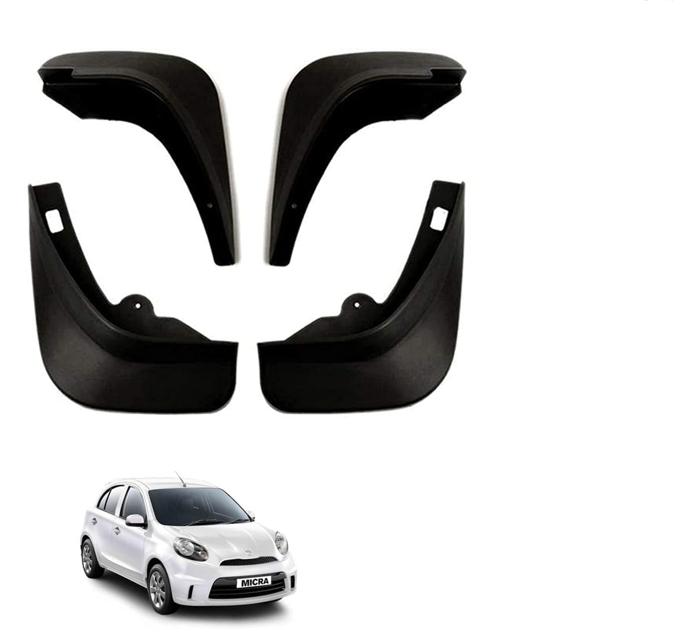 Auto Addict Car Mud Flaps Splash Guards (O.E Type Custom,4 pcs) for Nissan Micra Active