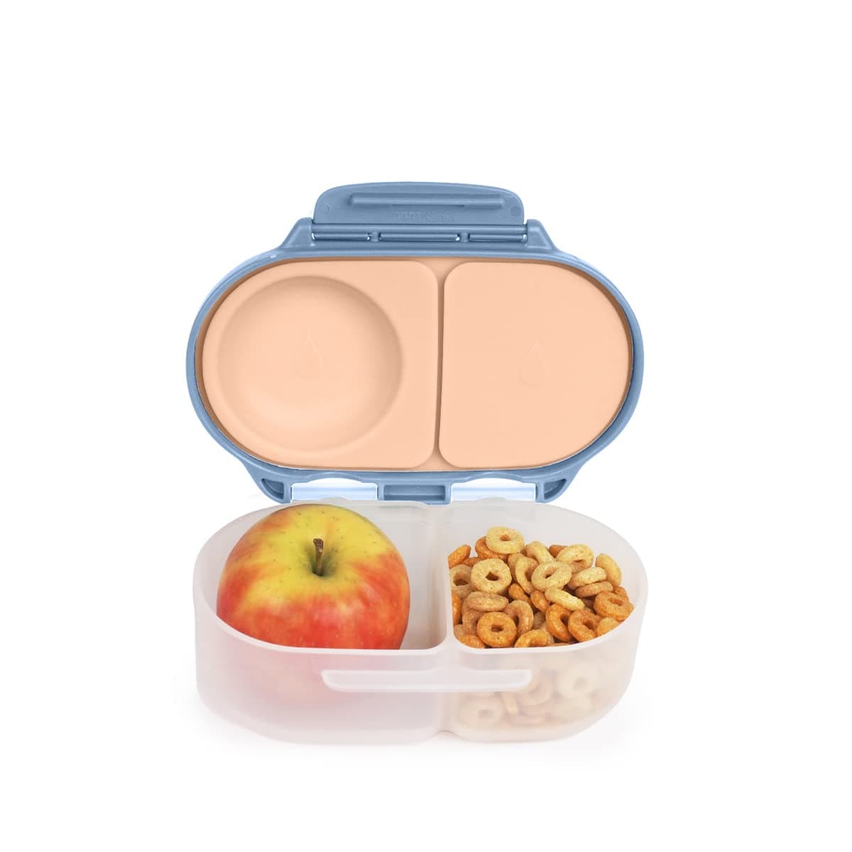 Small Bento Snack Box | 2 Compartment Snack Box | 350 ml | 4 Months Above Kids | BPA Free | Reusable Snack Container for Kids, School & Travel, Leak Proof, (Feeling Peachy Light Blue)