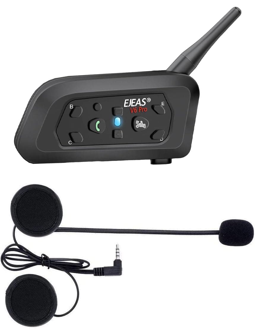 YUZEU V6 Pro Motorcycle Helmet Intercom Headset 1.2KM Wireless Bluetooth Motorbike Interphone Connect Up to 6 Riders for Riding/Skiing/Snowmobile/Scooter/ATV(1 pack)