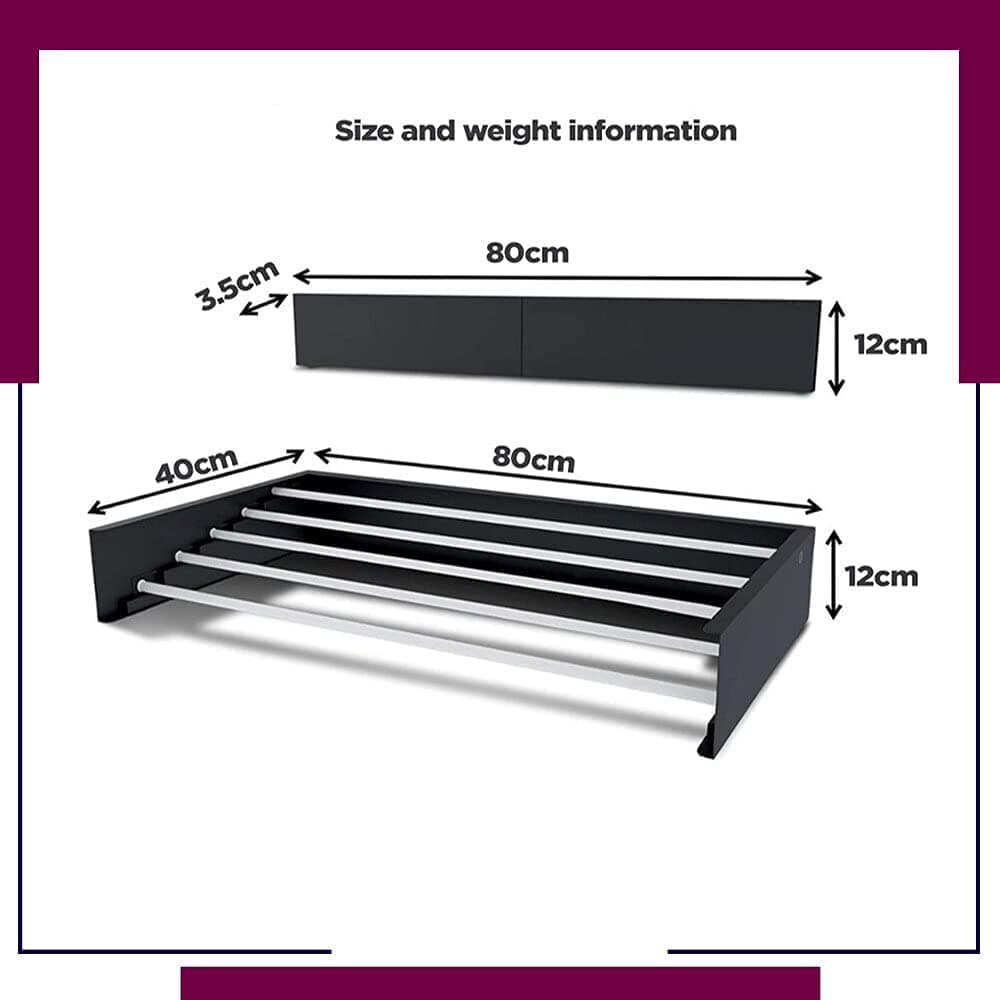 HOME CUBE 1 Pc Metal Rust Free Wall Mounting Foldable Laundry Clothes Drying Rack, Retractable, Folding Clothes Drying Rack, Clothes Drying Racks Stand Hidden Types Towel Holder - White