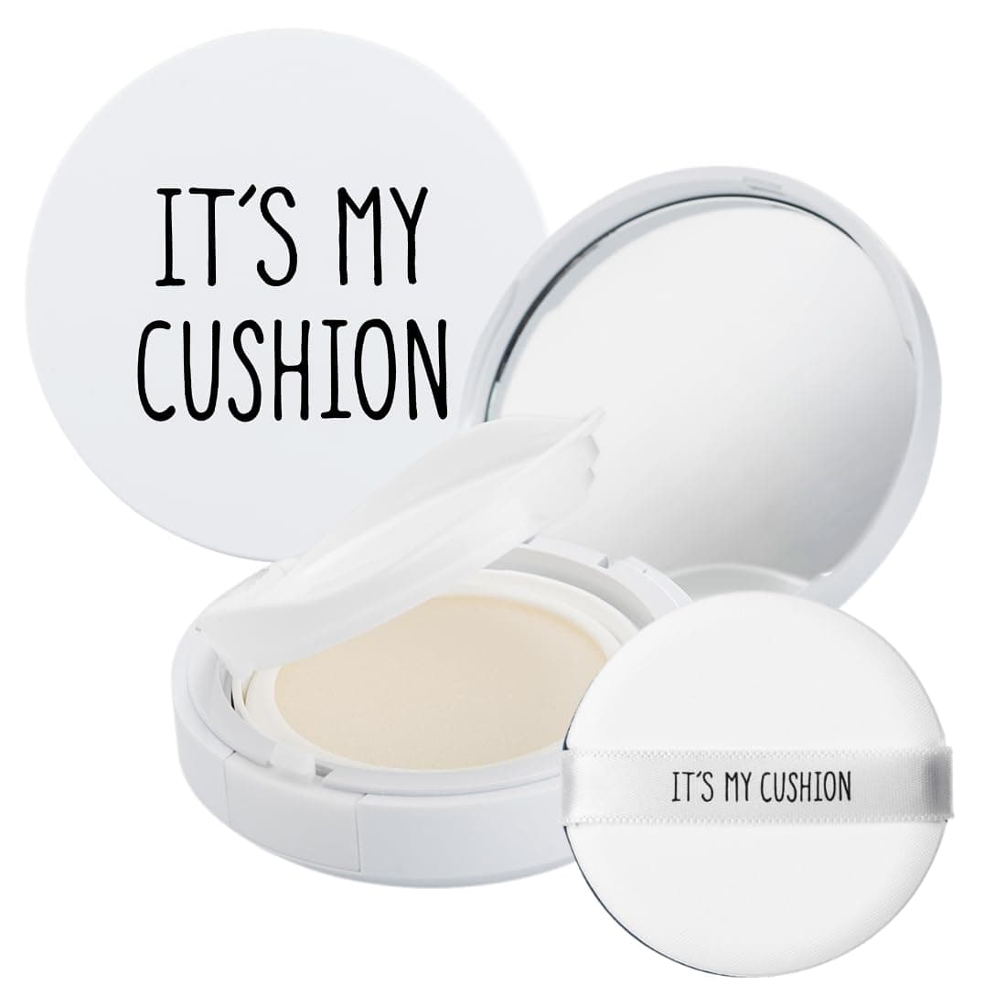 Empty DIY Cushion Compact Case - Durable Premium Portable Air Cushion Puff Box, White Cosmetic Container with Sponge Powder Puff and Mirror - DIY Custom Makeup Compact - Its My Cushion Case (15g)