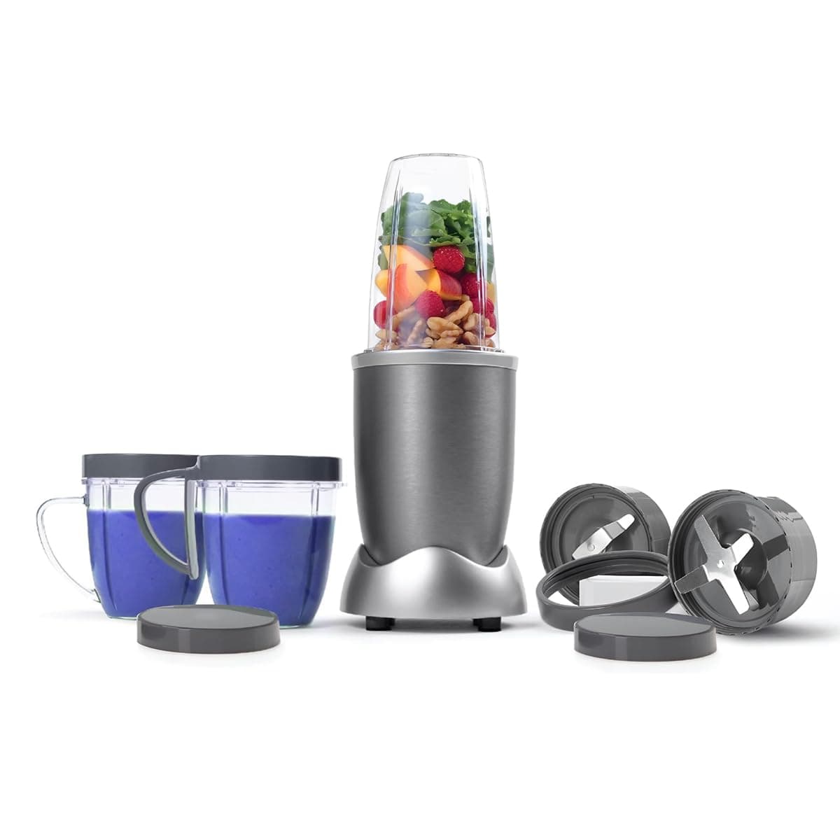 600W Countertop Blenders, Multi-Function High Speed Blender,9pc Accessories with Mixer System With Nutrient Extractor, Smoothie Maker, Mixers and Food Processors, Grey