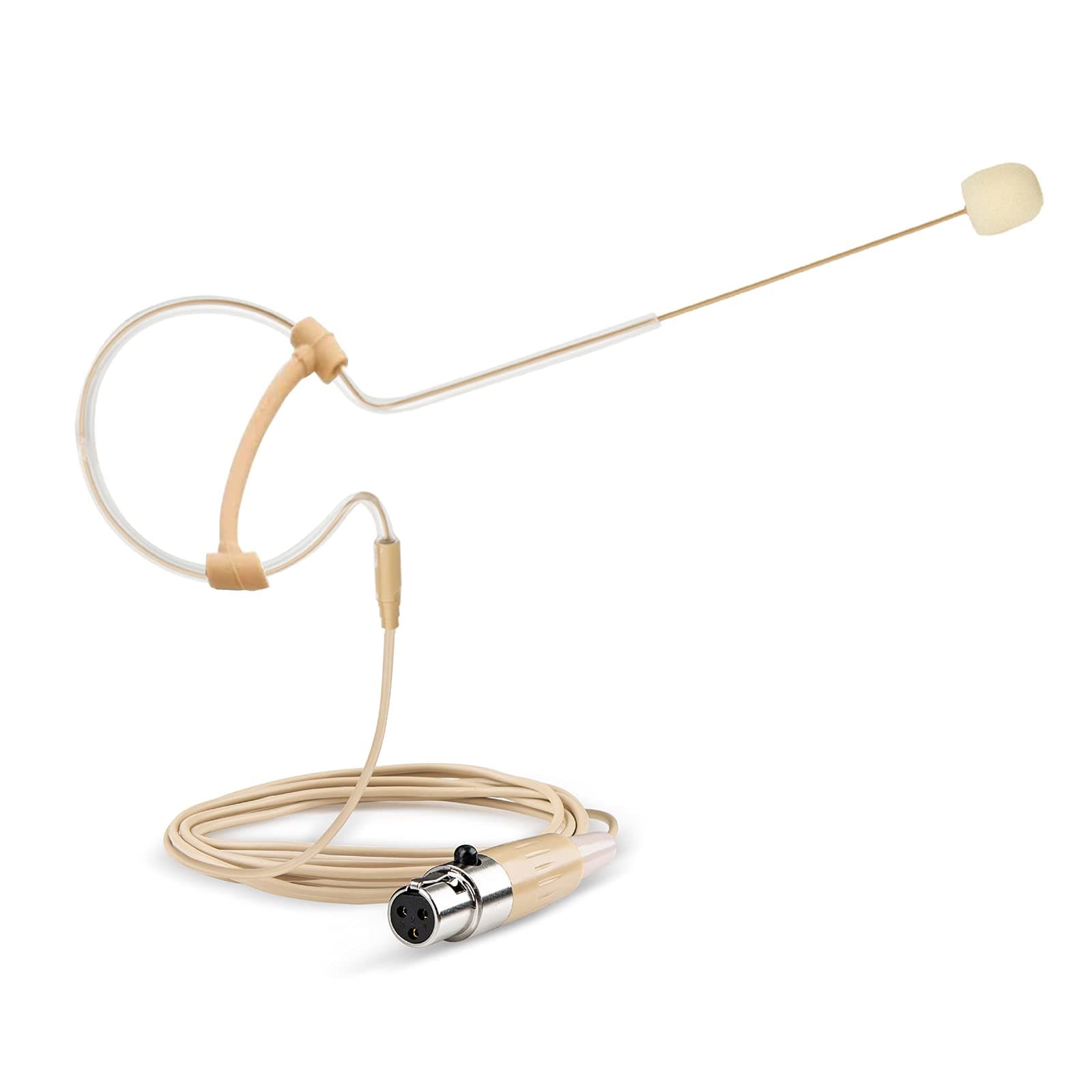 Headset Microphone Headworn Single Earset Over Ear Hanging Condenser Mic for AKG Wireless System Bodypack Transmitter, Ideal for Singing, Churches, Stage Performance – Beige