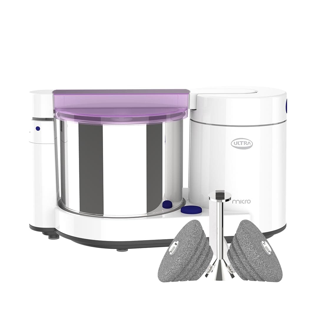ULTRA Abs Plastic Micro 1.75 Litre Table Top Wet Grinder - White| Fast Grinding Conical Stones,85W Power & 5 Years Warranty|AISI 304 Food-Grade SS Multi Utility Cylindrical Type Drum