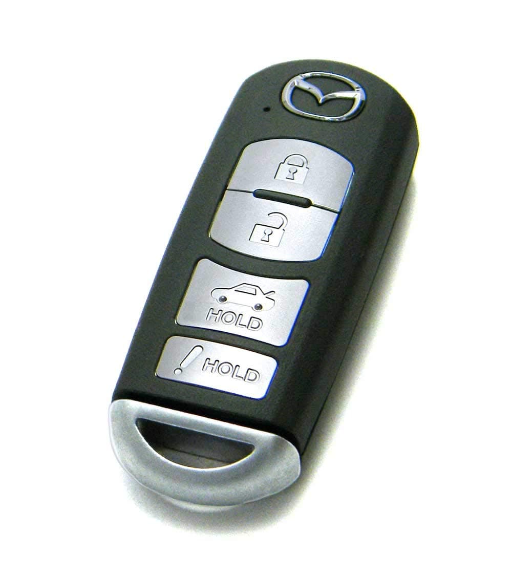 OEM 4-Button Smart Key Fob Remote Compatible with 2014-2018 Mazda 3 & 6 (FCC ID: WAZSKE13D01, P/N: GJY9-67-5DY)