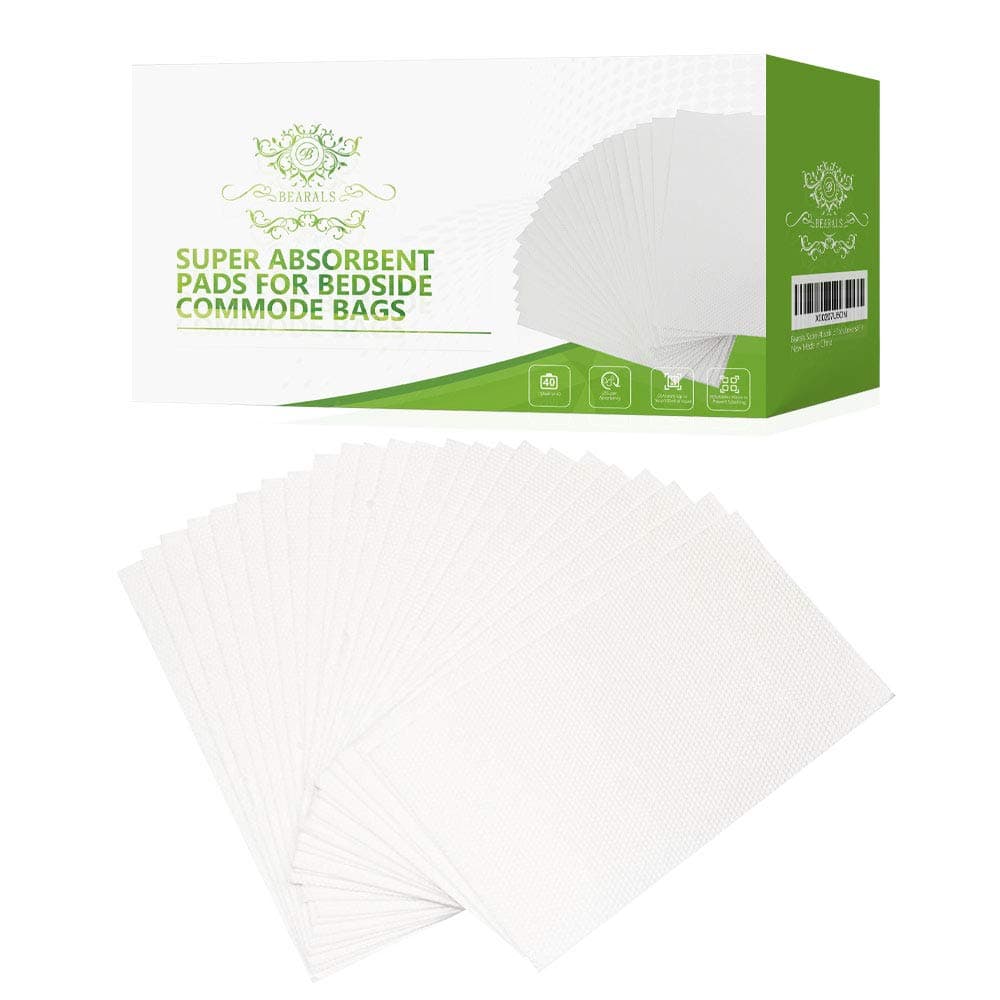 Bearals Gelling Commode Pads for Commode Liners, Absorbent Pads for Commode Liners (40 Count)