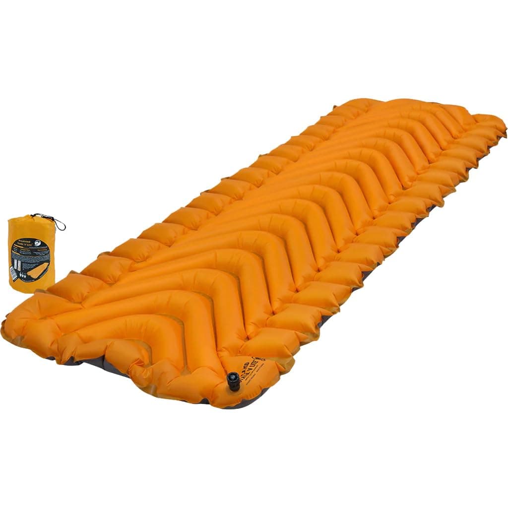 KLYMIT Insulated Static V Lite Inflatable Sleeping Pad | Comfortable, Lightweight, Easy to Inflate, Portable Air Bed for Hiking, Backpacking & Camping — Orange