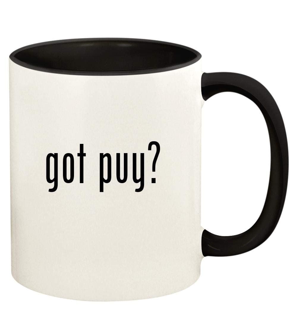 got puy? - 11oz Ceramic Colored Handle and Inside Coffee Mug Cup, Black