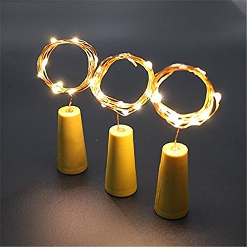 WEIERJIA Bottle Cork Battery Powered Led String Lights Waterproof Wire for Christmas Wedding Party Halloween Festival Tree Decorative DIY,15 LED,3 Piece Warm White