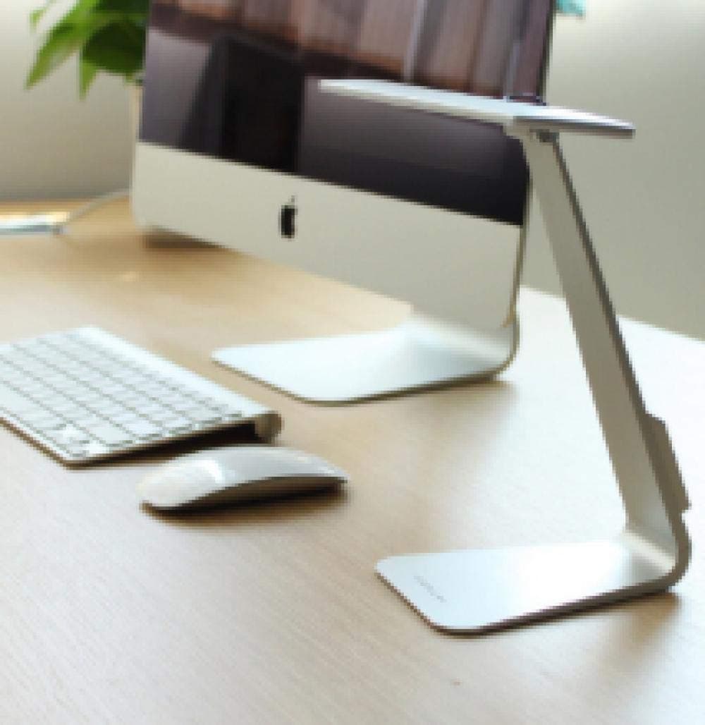 LBDED Ultrathin Mac Style 3 Mode Dimming LED Reading Study Desk Lamp Soft Eye-Protection Night Light Folding Rechargeable Table Lamp-Grey