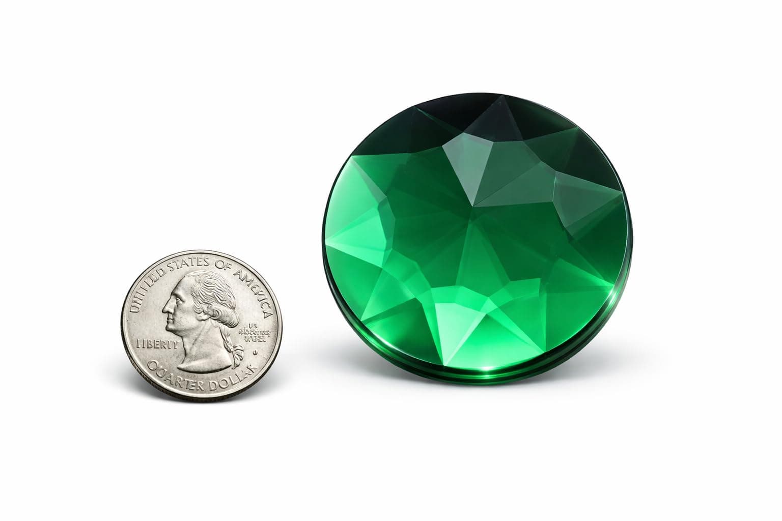 50mm Extra Large Flat Back Round Acrylic Rhinestones Plastic Circle Gems for Costume Making Cosplay Jewels Pro Grade Embelishments - 4 Pieces (Green Emerald h106)
