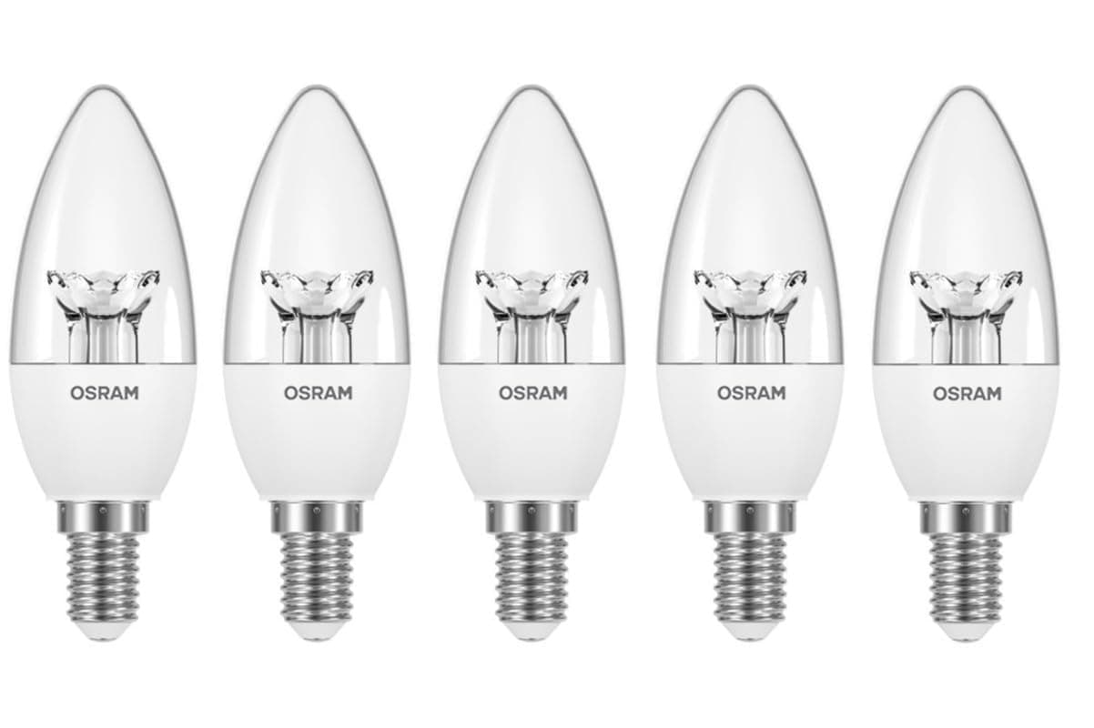 LEDVANCE Osram 4.9 Watt E14 Led Candle Lamp- Dimmable- Screw/Thread Type Lamp/Bulb- Warm White 2700K- Pack of 5