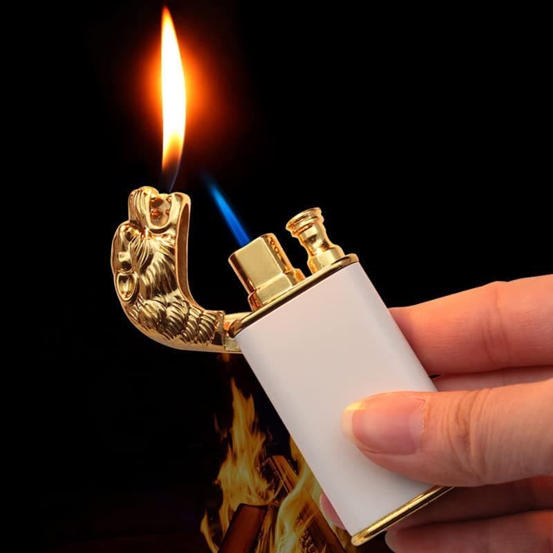 WBD Dragon Magic Double Flame Cigarette Lighter Luminous Cigar Torch Lighters Wind-Proof Steel Gas Lighter Unique Lighter Creative Metal Gift for Men (Multicolor)