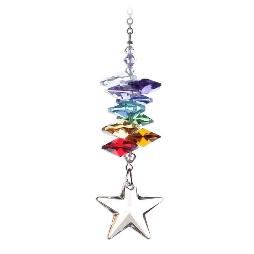 Crystal Sun Catcher: Rainbow Cascade with Star