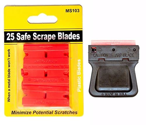 Mini Razor Blade Scraper with 25 Plastic Double Edged Razor Scraper Blades