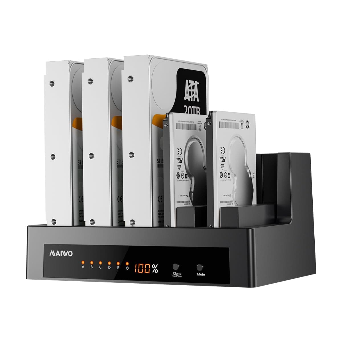 5 Bay External Hard Drive Docking Station for 2.5'' 3.5'' SATA HDD/SSD, USB3.0 HDD Dock with Offline Clone, 5 Bay Hard Drive Cloner/Duplicate, 110TB Capacity Expansion