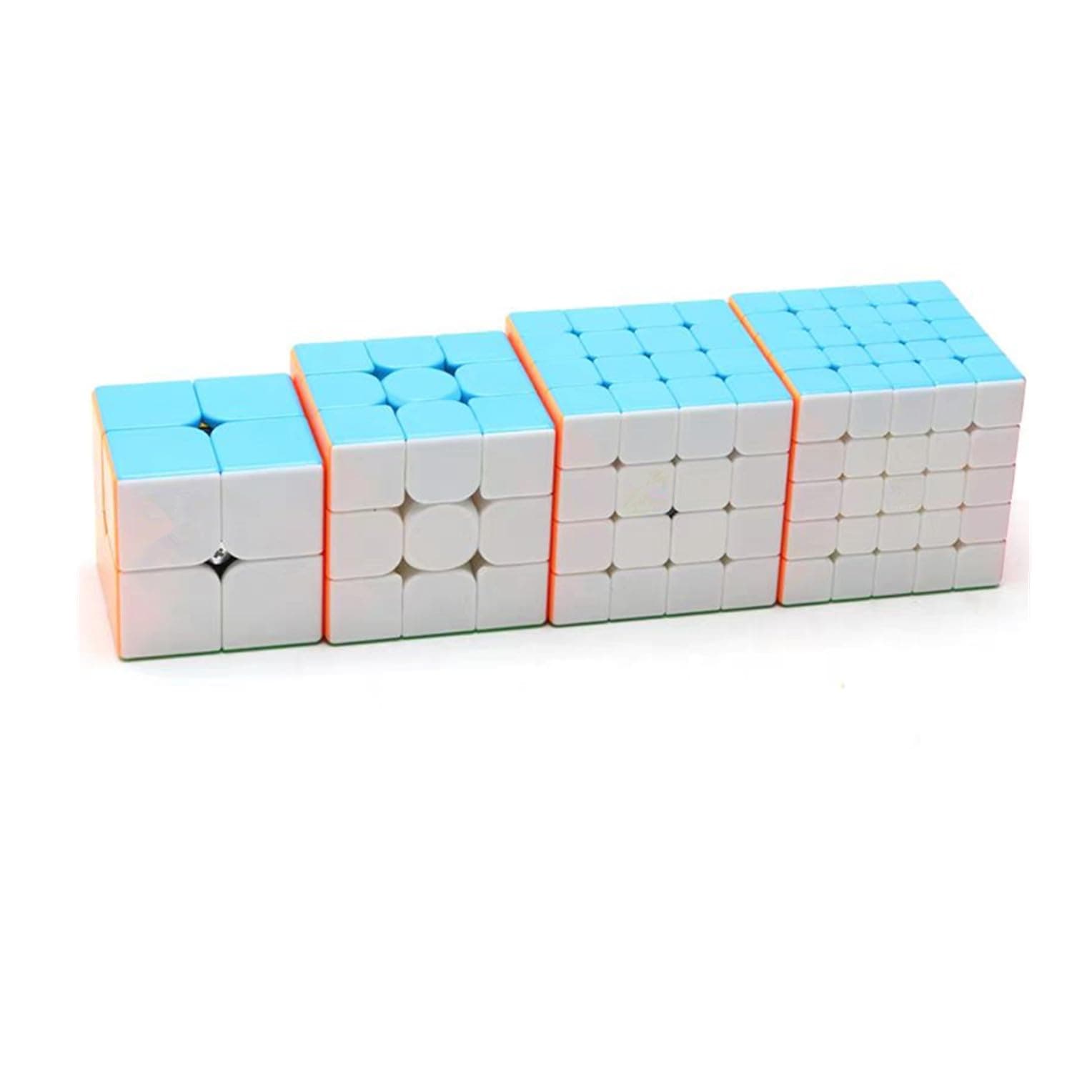 CuberSpeed Speed Cube Pack stickerless Speedcubing Set with 2X2, 3X3, 4X4 & 5X5 Magic Cube - Stickerless, Bright Cube Set