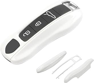 Pearl White Key Fob Cover Compatible with Porsche Cayenne 2018-2025 Panamera 2017-2024 911 2019-2023 Taycan 2019-2024 Compatible with Porsche Key Cover