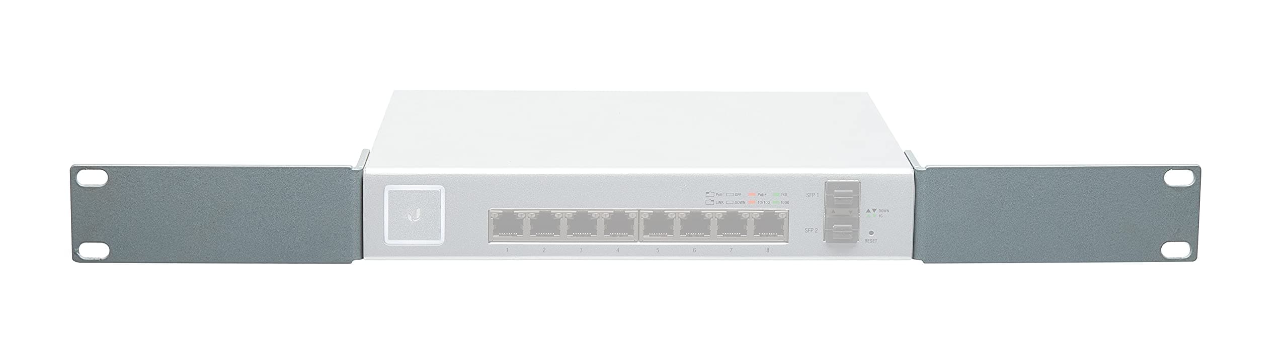 Silver Rack Mount Adapter Bracket Ear Kit for Ubiquiti US-8-150W UniFi Switch 8 Port | Edge Switch 8 Port with M6 Cage Nuts Screws & Hardware