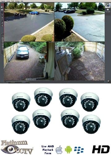 8-Camera HD MegaPixel IP Alnet Camera System with 8X Indoor IR Dome Cameras
