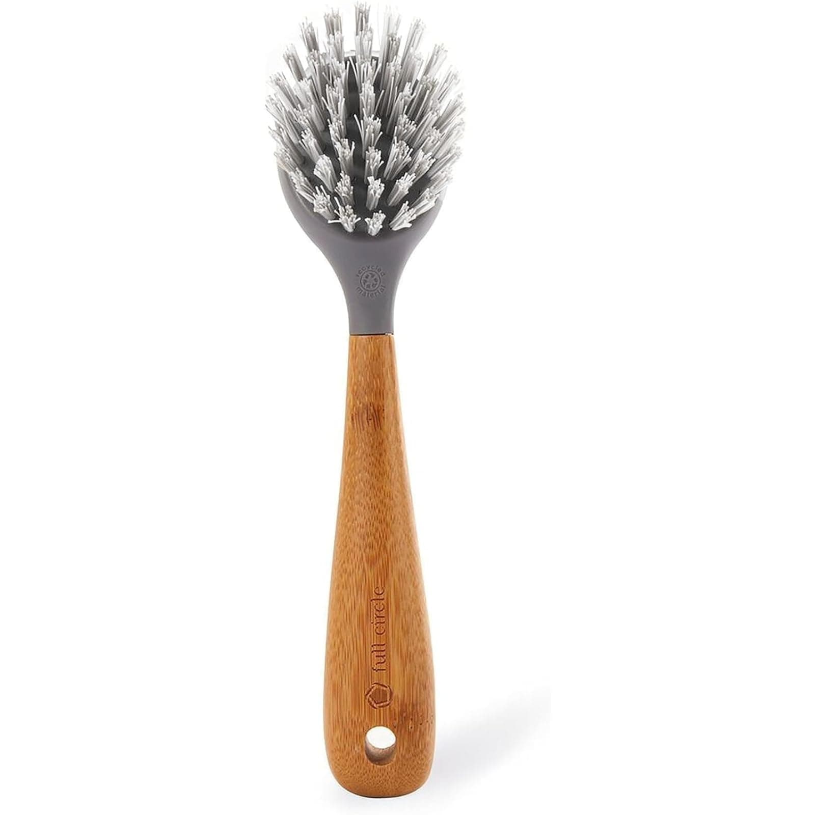 Full Circle Tenacious C Cast Iron Bamboo Dish Brush and Scraper – Durable Kitchen Scrub Brush for Dishes, Pots, Pans, and Cast Iron, Sustainable, Made with Recycled Plastic