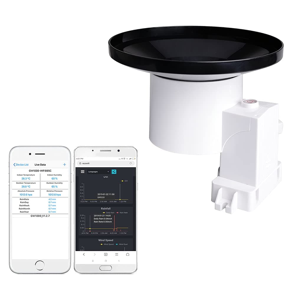 WH40 Wireless Self-Emptying Rain Gauge Sensor, Rainfall Collector - Accessory Only, Can Not Be Used Alone
