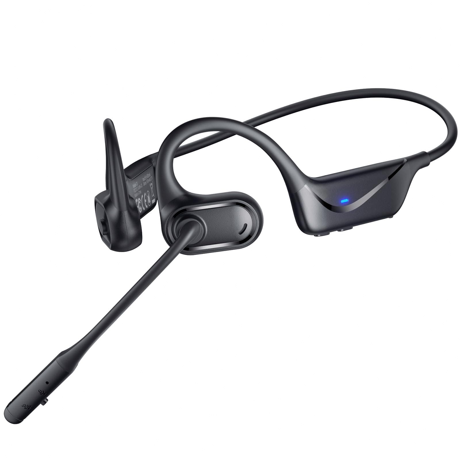 Bluetooth Headset with Microphone, Open Ear Headphones, Dual Connect Bluetooth 5.4 Headphones with Noise Cancelling & Mute, Wireless Headset with Mic for Work, Mobile, Tablets, Laptops - Black