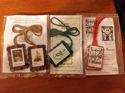 Brown, Green and Red Scapular Set
