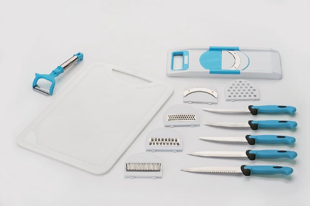 Amiraj Plastic Cutting Tools Set, 13-Pieces, White/Blue
