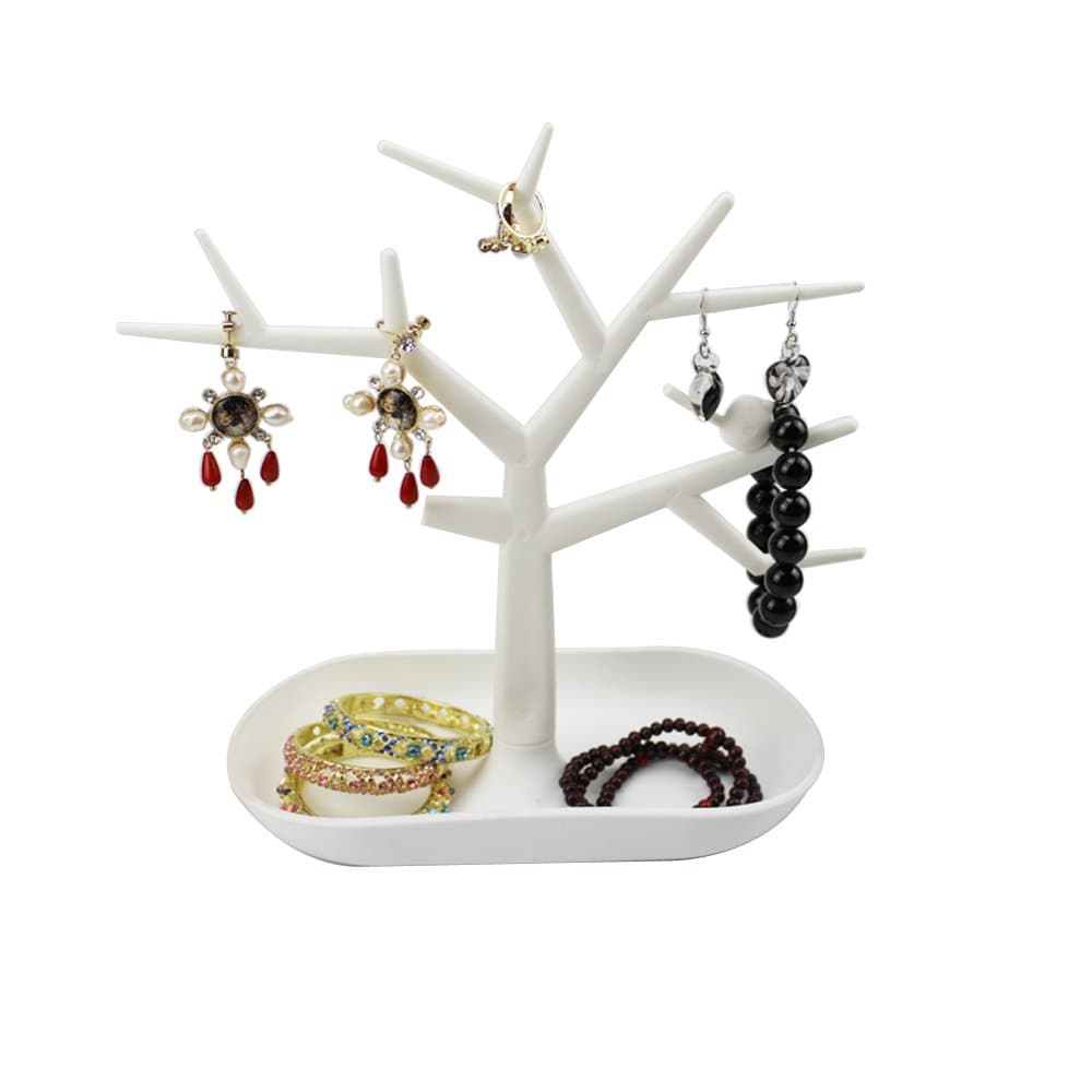 BCLP White Creative Tree Shape Ring Holder Jewelry Rack Stand