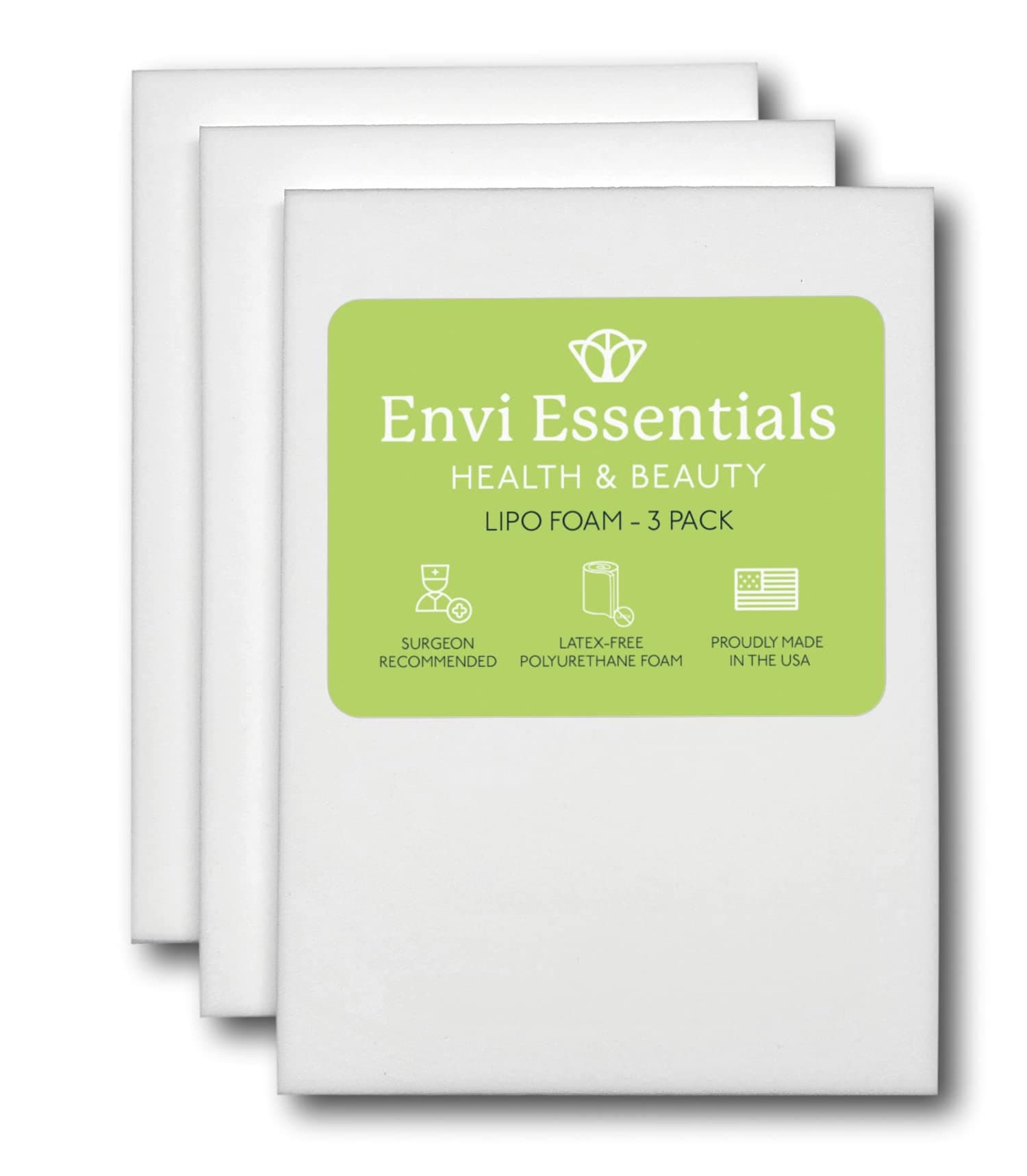 ENVI Essentials Lipo Foam | Soft Polyurethane Foam for Post-Surgery Recovery | 3 Pack