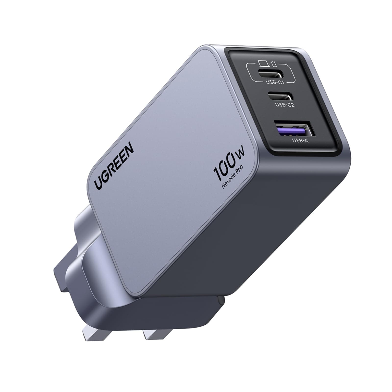 Nexode Pro 100W Type C Charger, GaN II Tech 3-Port Laptop Power Charing Adapter Fast Wall Charge Plug Compatible for MacBook Air, Dell XPS, iPad, iPhone 17 Pro Max, 45W Samsung S25/S24 Ultra